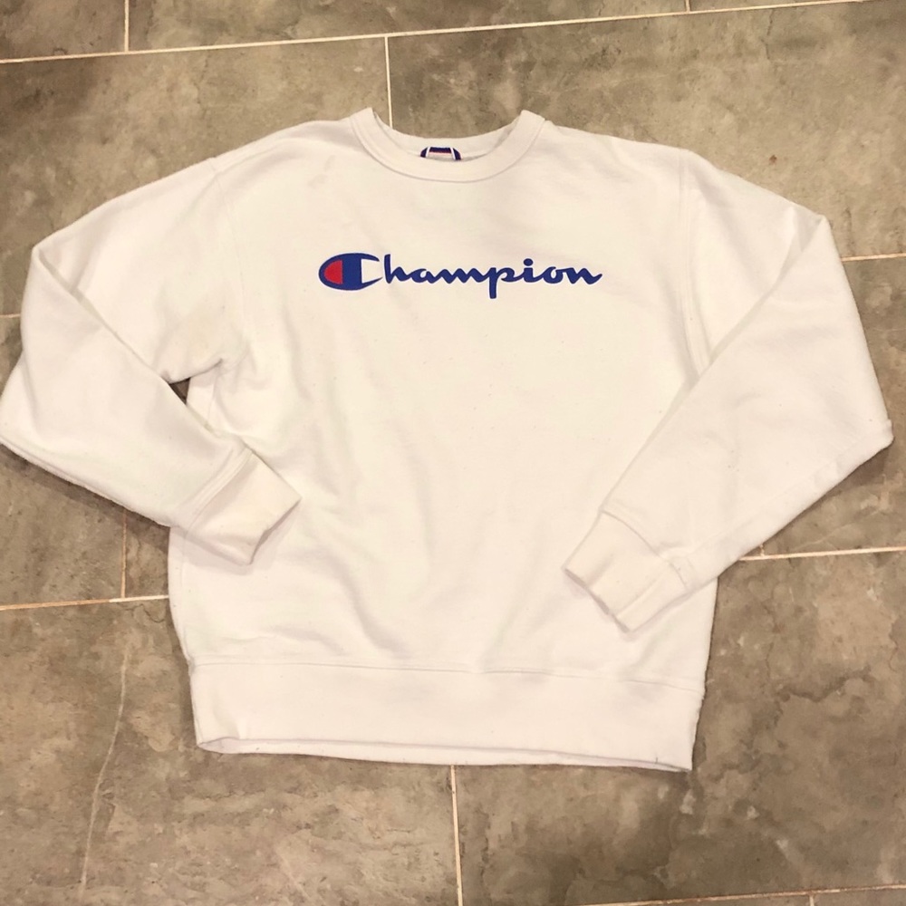 Champion White Logo Sweater